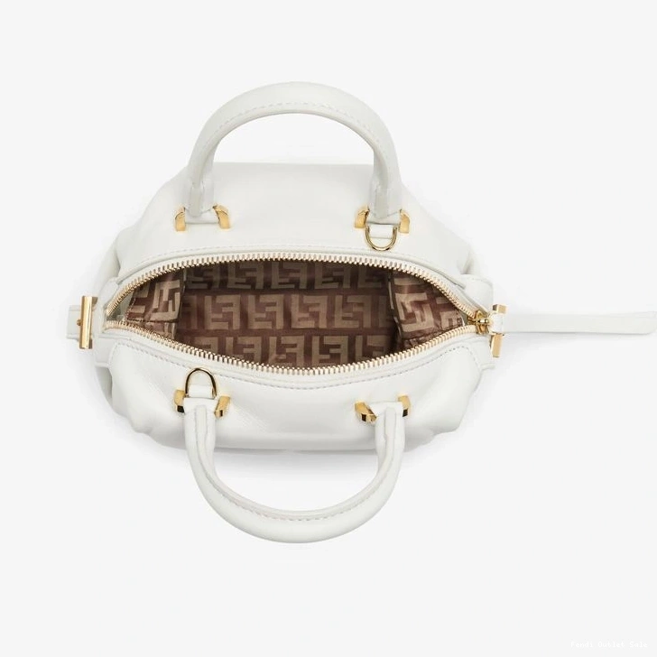 Affordable Bag Cube Leather Nappa FF In White Fendi Mini 0723